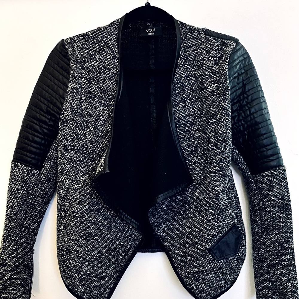 Fall Moto Black Tweed & Leather Shell
